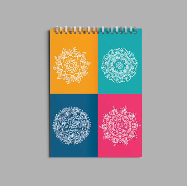 Four Color Mandala Flower Sketch Book - 6019