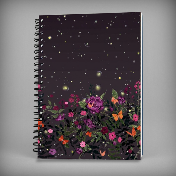 Flowers & Firefly Spiral Notebook - 7630