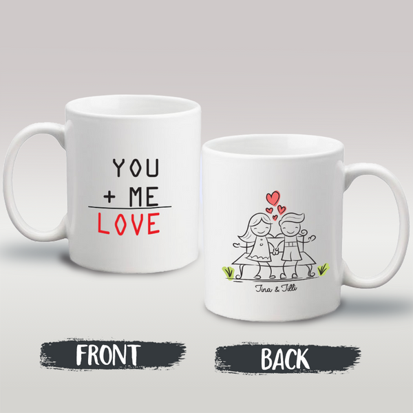 You and Me = Love - Couple Name Mug - 5222