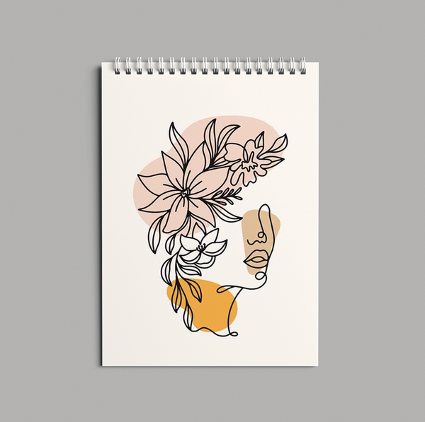 Flower Head Line Art Sketch book - 6047