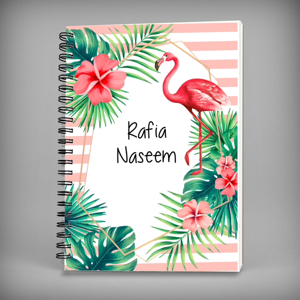 Name Notebook - Flamingo Spiral Notebook - 7435