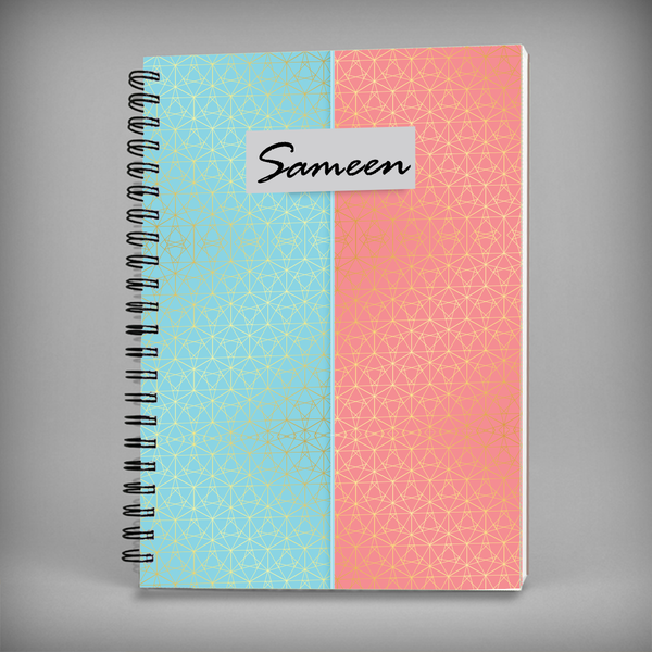 Name Notebook - Golden Geometrical Patterns Spiral Notebook - 7439