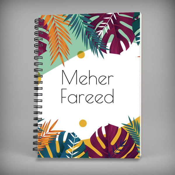 Name Notebook - Multicolor Leaves Spiral Notebook - 7440