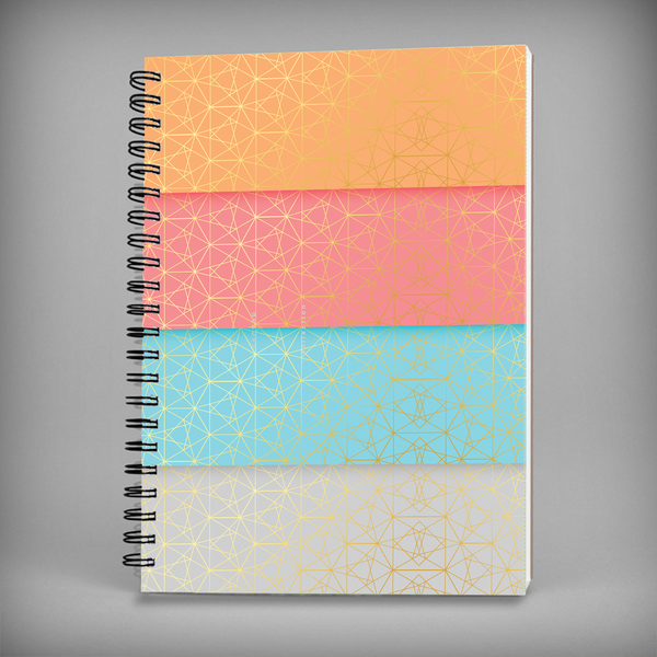 Golden Geometrical Patterns With Mulitcolors Spiral Notebook - 7443