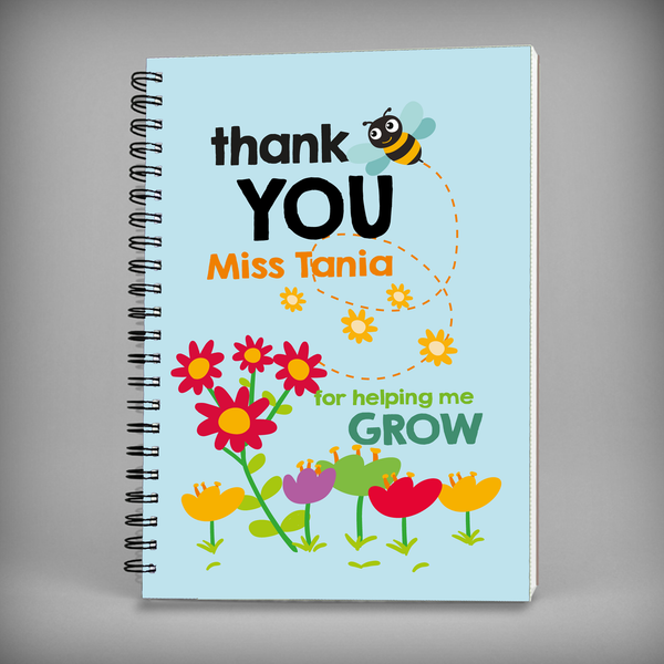 Name Notebook - Thankyou Miss For Helping Me Grow Spiral Notebook - 7490