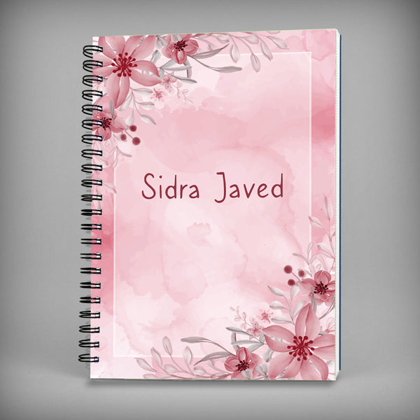 Pink Flowers - Name Notebook - 7596