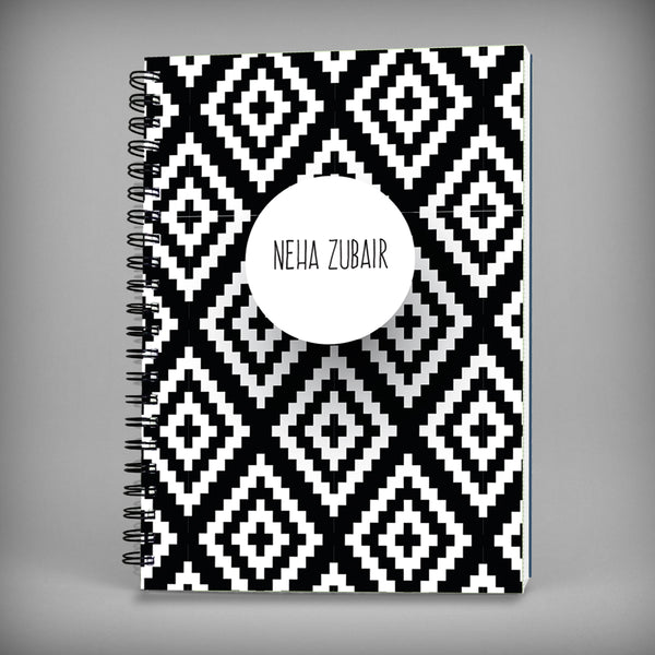 Black and White Pattern - Name Notebook - 7598