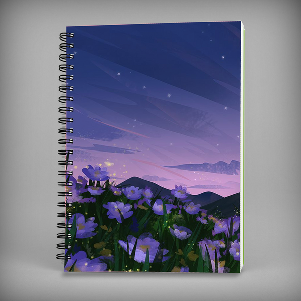 Purple Flowers Spiral Notebook - 7634